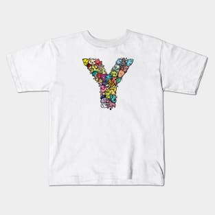 Alphabet Monster Doodle Letter Y Monogram Kids T-Shirt